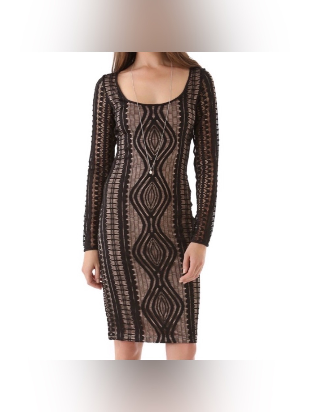 BCBGMaxAzria Tanya Lace Long-Sleeve Bodycon Dress - Small
